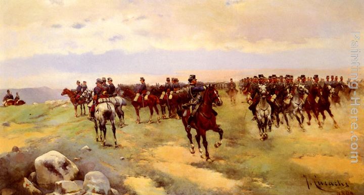 Soldiers On Horseback painting - Jose Cusachs y Cusachs Soldiers On Horseback art painting